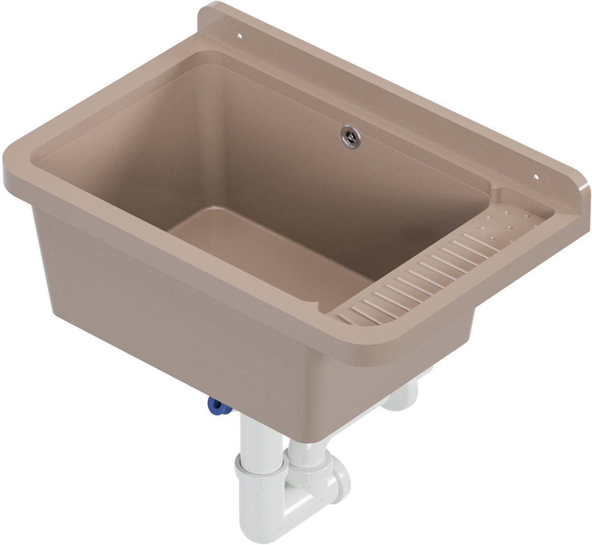 QLS Gootsteen Beige 58x38x26 cm van Kunststof - Inclusief Sifonset - voor Garage, Kelder en Buiten 10846