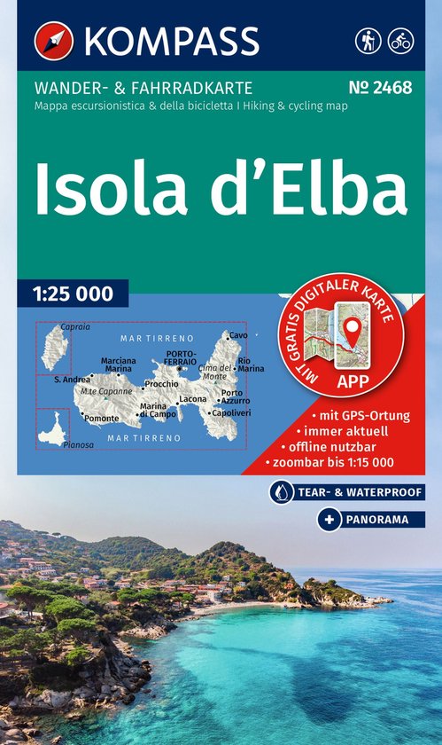 KOMPASS Wanderkarte 2468 Île d' Elba 1:25 000