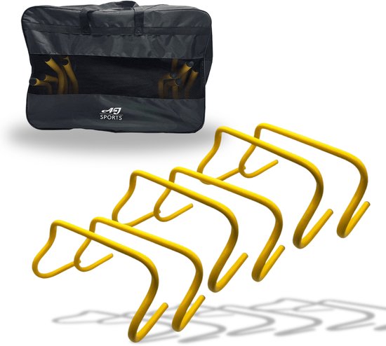 AJ-Sports Voetbal Hordes 23cm - 6 Stuks - Horden & Pionnen - Inclusief draagtas - Mini Horden - Geel