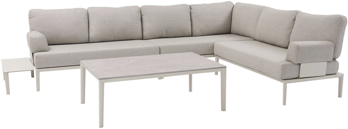 Hong Kong hoek loungeset 5 delig aluminium latte zand
