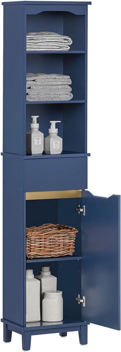Zylo® Kolomkas Staand - Opbergkasten met Deuren - Hoge Kast - Blauw - 30cm x 35cm x 170cm