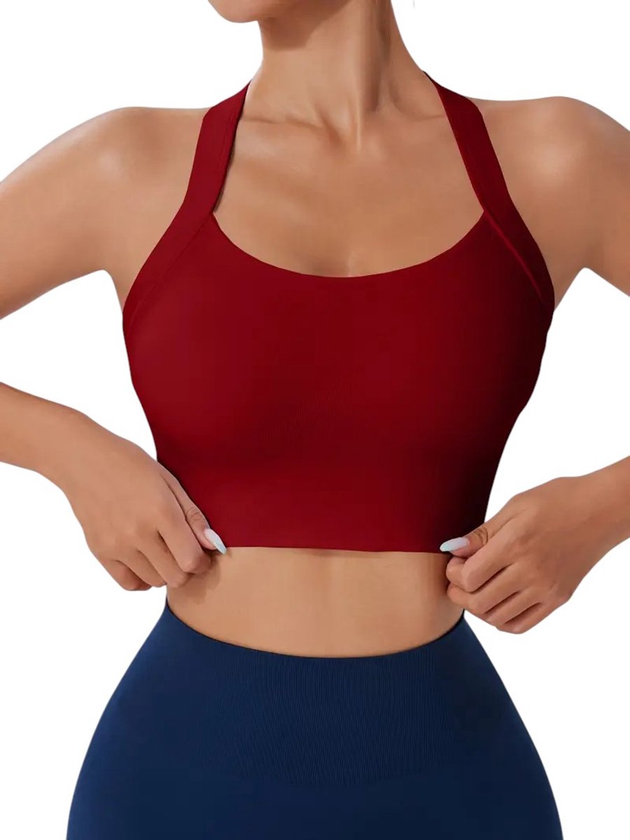 SparkNine Adapt verstelbare sport bh - met uitneembare pads - S - rood - super zacht & comfortabel - criss-cross bandjes - ademend