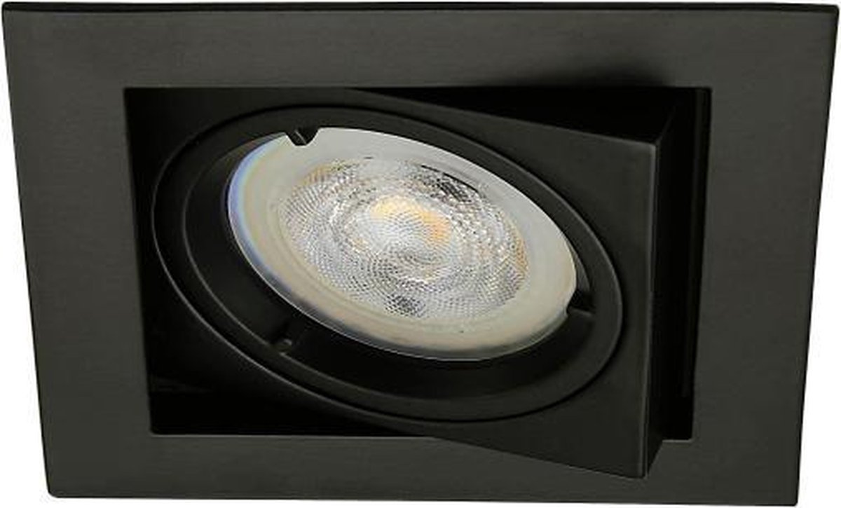 LED inbouwspot Valdemar -Vierkant Zwart -Sceneswitch -Dimbaar -5W -Philips LED