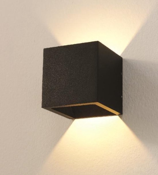 bron Abstractie Wizard LT-Luce Wandlamp voor buiten - LED Cube - Zwart - IP54 | bol.com
