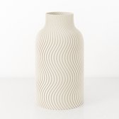 Fleuriek Vaas - Beige - H40cm - Japandi - Wavy patroon vaas - Design vaas van bio kunststof - Tafeldecoratie