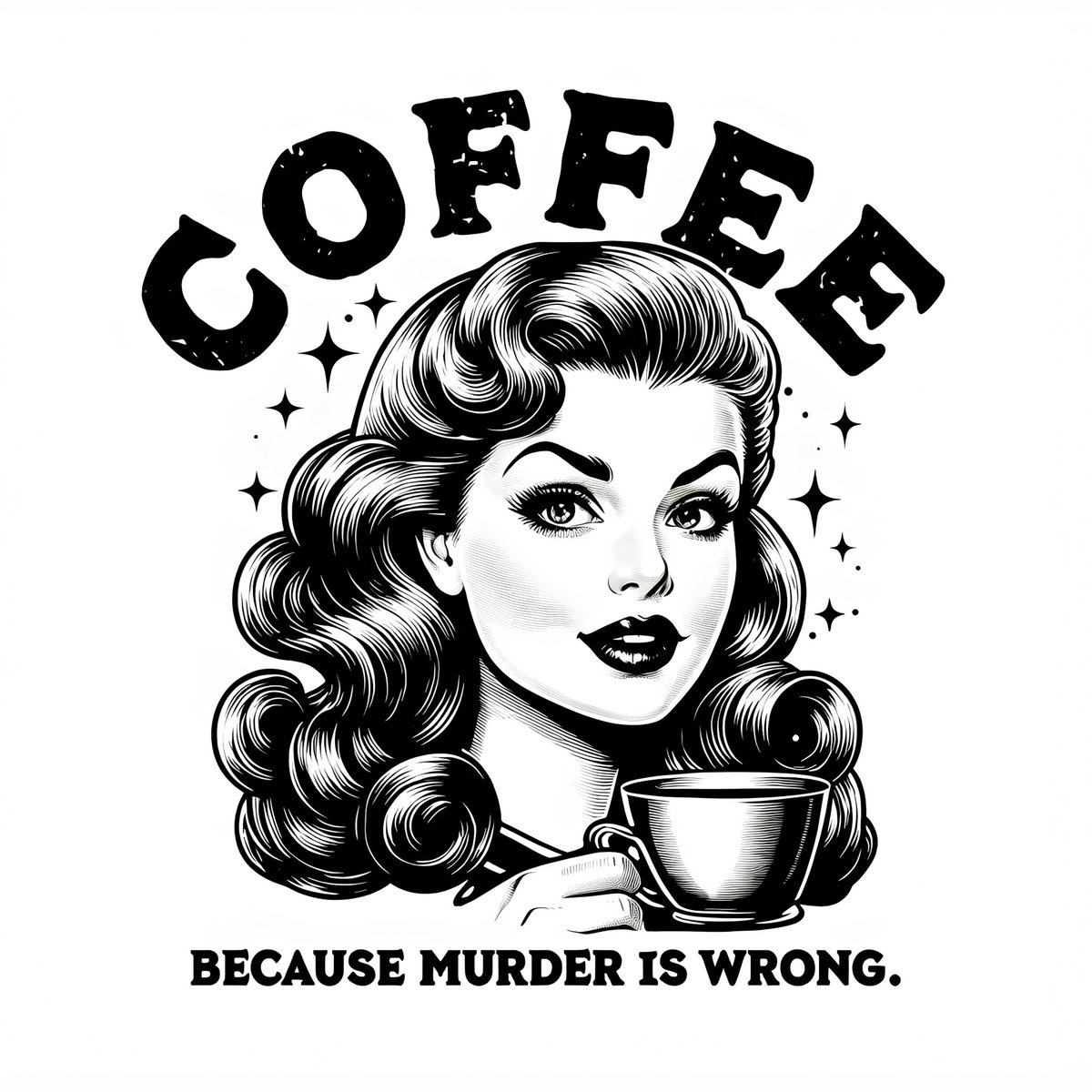 4one6 industries - Retrosticker "Koffie omdat moord verkeerd is"