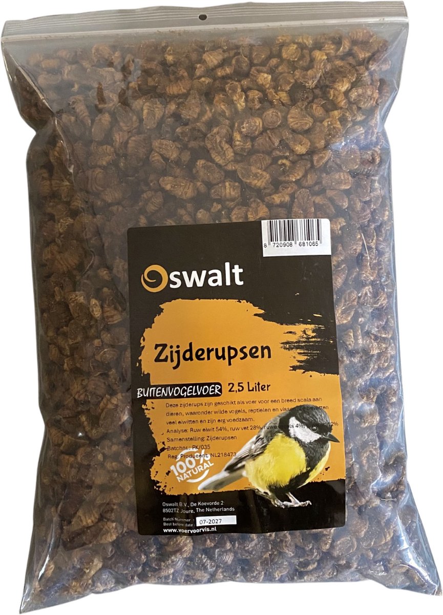 Oswalt Zijderupsen- Gedroogd - 2,5 Liter - Schildpadvoer - Visvoer