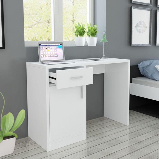 vidaXL Bureau avec tiroir et armoire 100x40x73 cm blanc