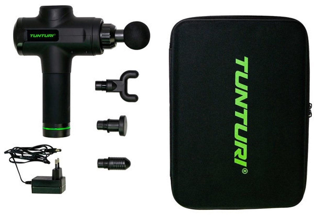 Afbeelding 2 van Tunturi MG50 Massage Gun - Incl. Opzetstukken en koffer - Oplaadbaar massage apparaat - Massage pistool - Kleur: zwart