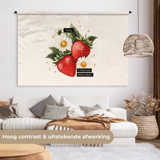 Tapisserie murale 180x120 cm - Fraises - Marguerites - Citation - Étoiles - Tapisseries