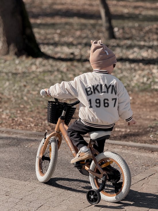Verdant Bike Kinderfiets voor jongens van 3 tot 5 jaar, 14 inch Cappuccino, leeftijd 3 tot 6 jaar, met zijwieltjes, duwstang, handremm van Verdant Bike — afbeelding 3