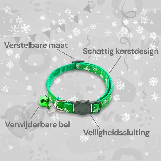 LUQ Kattenhalsband Kerst – Rode Strik, Veiligheidssluiting, Verstelbaar 18-32 Cm, Met Belletje