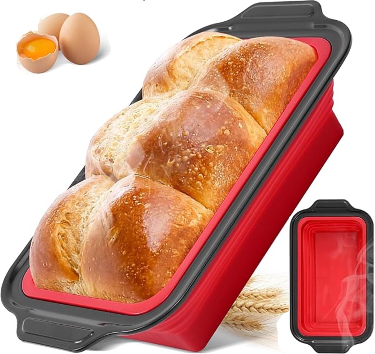 Dutchers.® Broodbakvorm - Opvouwbaar - Siliconen Bakvormen - Voedsel Veilig Materiaal - BPA vrij -Carbon - Siliconen Bakvorm - Siliconen Cakevorm - Broodpan - Cakevorm - Broodvorm - Broodvorm voor in de Oven - Broodvorm Rechthoekig - Multifunctioneel