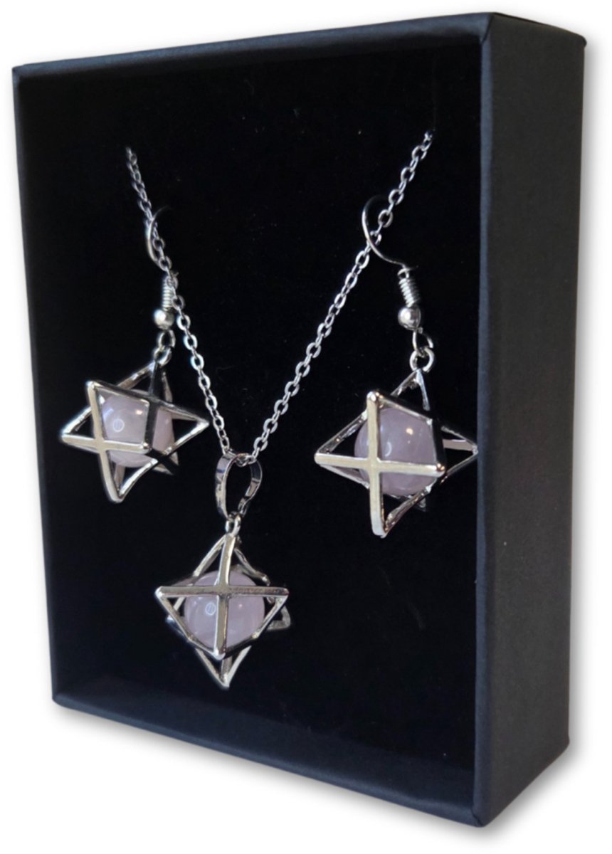 Merkabah sieraden set Rozenkwarts