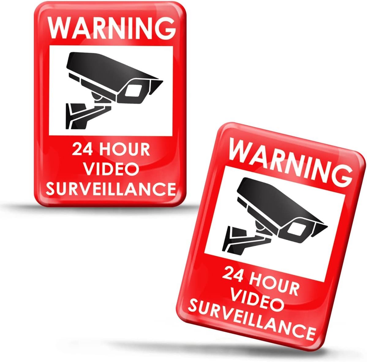Hoogwaardige 3D Waarschuwingsbord Stickers voor 24 Uur Camerabewaking - Set van 2 Stuks