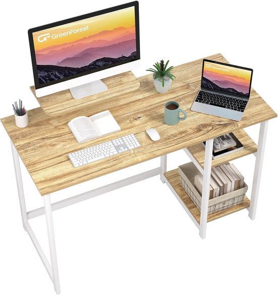 WOHOMO Klein computerbureau met laden, 90 cm rustiek kaptafel met