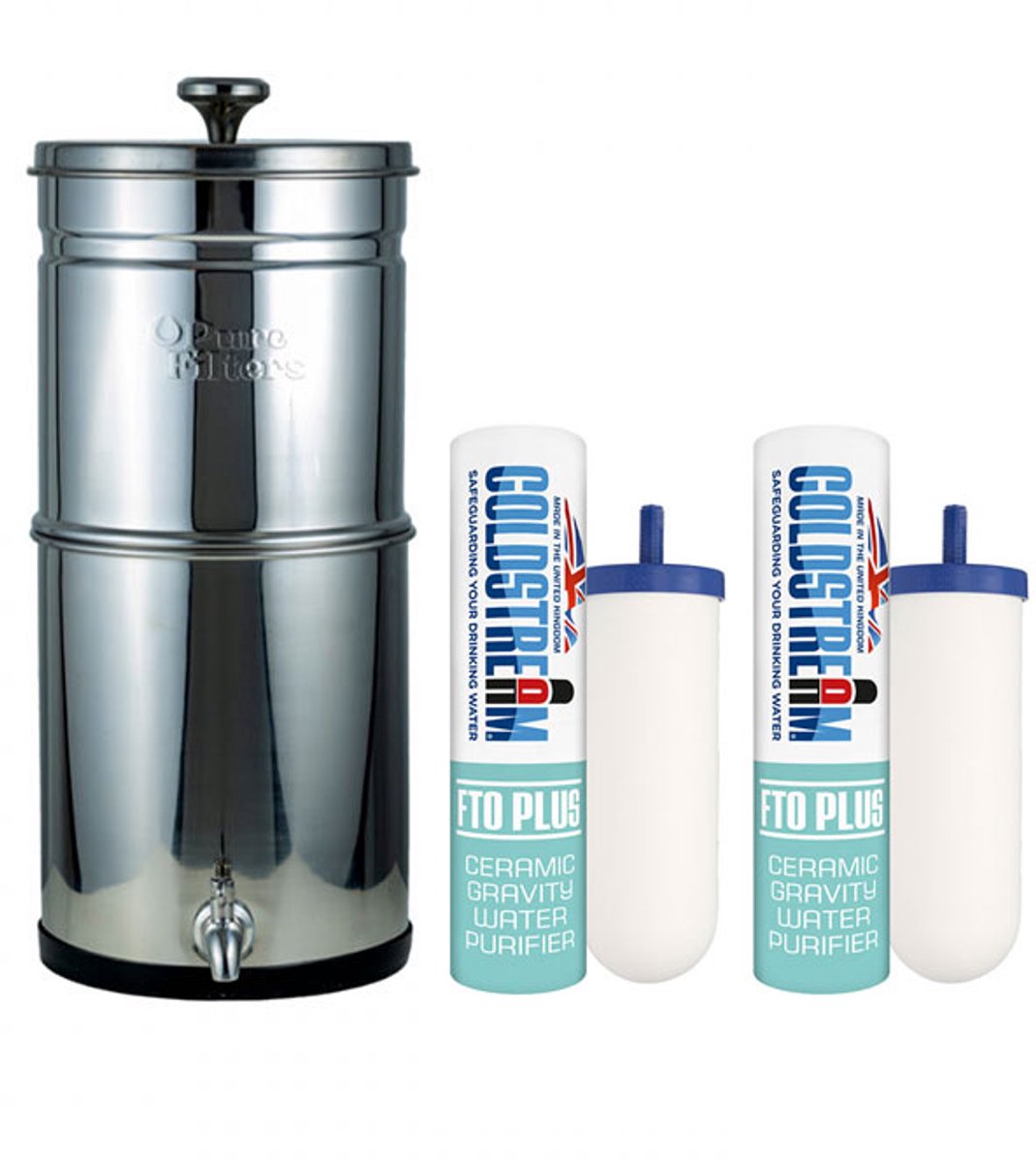 Pure Filters Voyager RVS Waterfilter - 6 liter - inclusief 2 Coldstream FTO PLUS filters