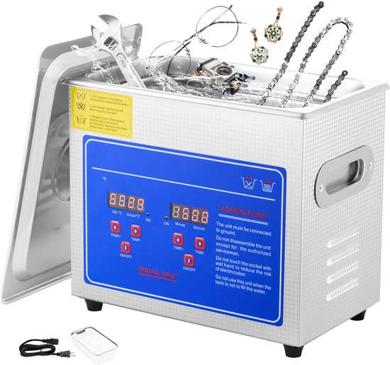 LACHOI Ultrasoonreiniger 1L – 40 KHz Met Digitale Timer En Verwarming – 220V, RVS 304 – Professioneel Voor Sieraden, Bril, Horloges, Onderdelen En Munten
