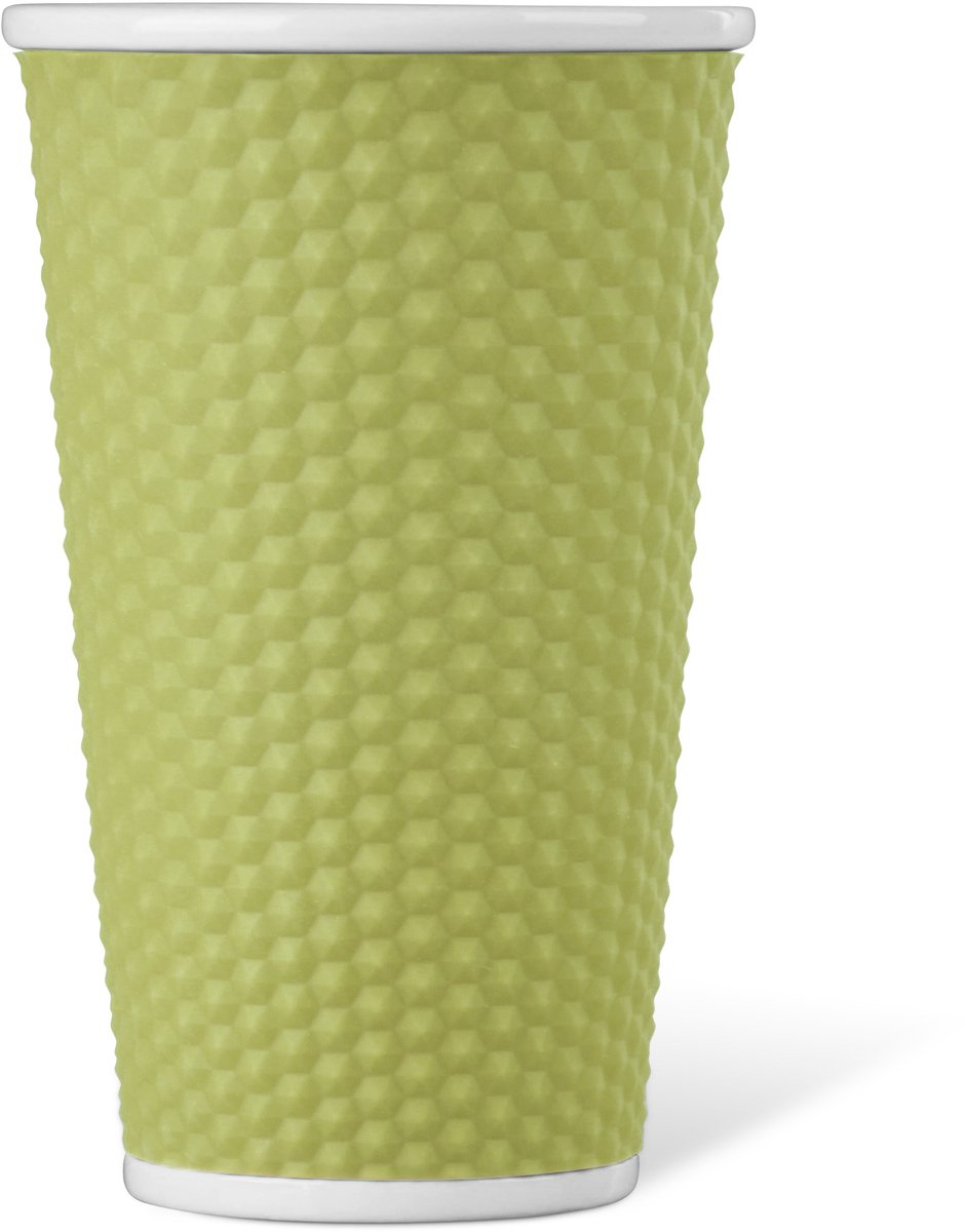 Les Artistes Paris Beker porselein 450ml - met siliconen grip honingraat - Green - LP-A0955