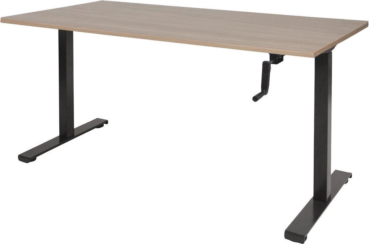Zit Sta bureau - Slinger 180x90 Havana Kersen - zwart frame