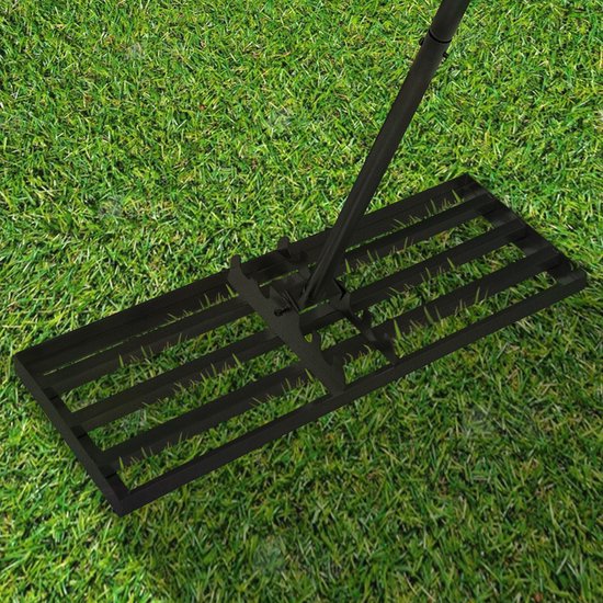 Aufun roestvrij staal gras nivellering hark golf profi met verstelbare steel, leveling rake voor zand en trekken, vlakmaker voor golfbaan, tuin en hof (25×75 cm) van Aufun — afbeelding 3