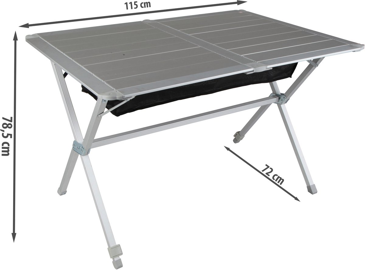 BERGER Campingtafel met Oprolbaar Tafelblad 115x80cm - Klaptafel Verstelbare Hoogte Inklapbaar Camping Tafel Tuintafel - Opvouwbare Eettafel Balkon Tuin Terras