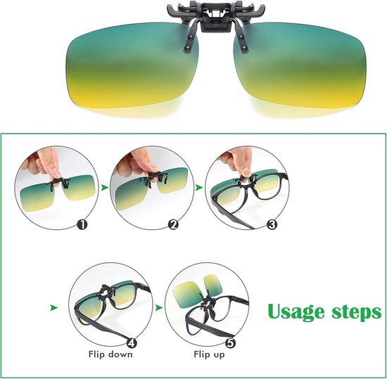 2 stuks gepolariseerde zonnebrilclips - gepolariseerd tegen licht - voor heren en dames, ideaal voor nachtritten — afbeelding 5