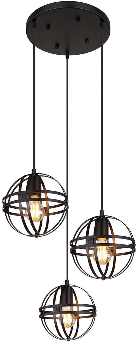 Globo - hanglamp - Tamara - zwart - metaal - Ø 47cm - E27 - 15639-3H