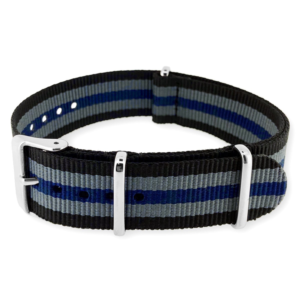 NATO Horlogeband G10 Military Nylon Strap - Original NATOS.com® - Zwart Grijs Blauw 18mm