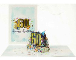 Pop up wenskaart - pop out wenskaart - felicitatie - wenskaart - 60 jaar - happy birthday