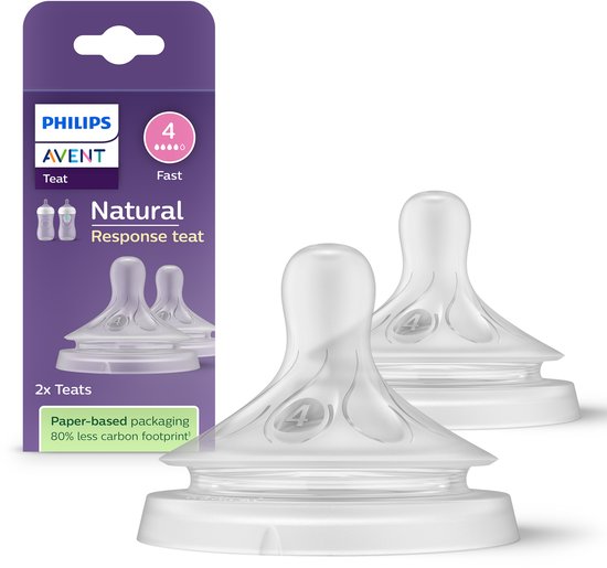 Philips Avent Natuurlijke Zuigreflex – Snelheid 4, 3+ maanden, 2 stuks - SCY964/02 - Flesspenen