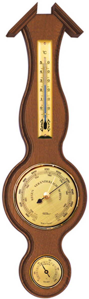 Fischer - Klassiek Weerstation van Notenhout - Thermometer, Barometer & Hygrometer