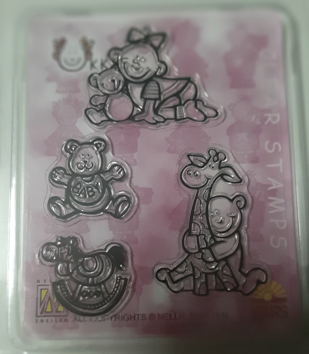 Ukkies - clearstamps set baby - Nellie Snellen - geboorte - babybeer - giraf - hobbelpaard ukkie