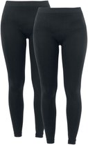 R.E.D. Rock-Engineered Design Zwarte basic leggings in een dubbelpack van naadloos stretchmateriaal - nauwsluitend voor hoog draagcomfort - Dames - XL