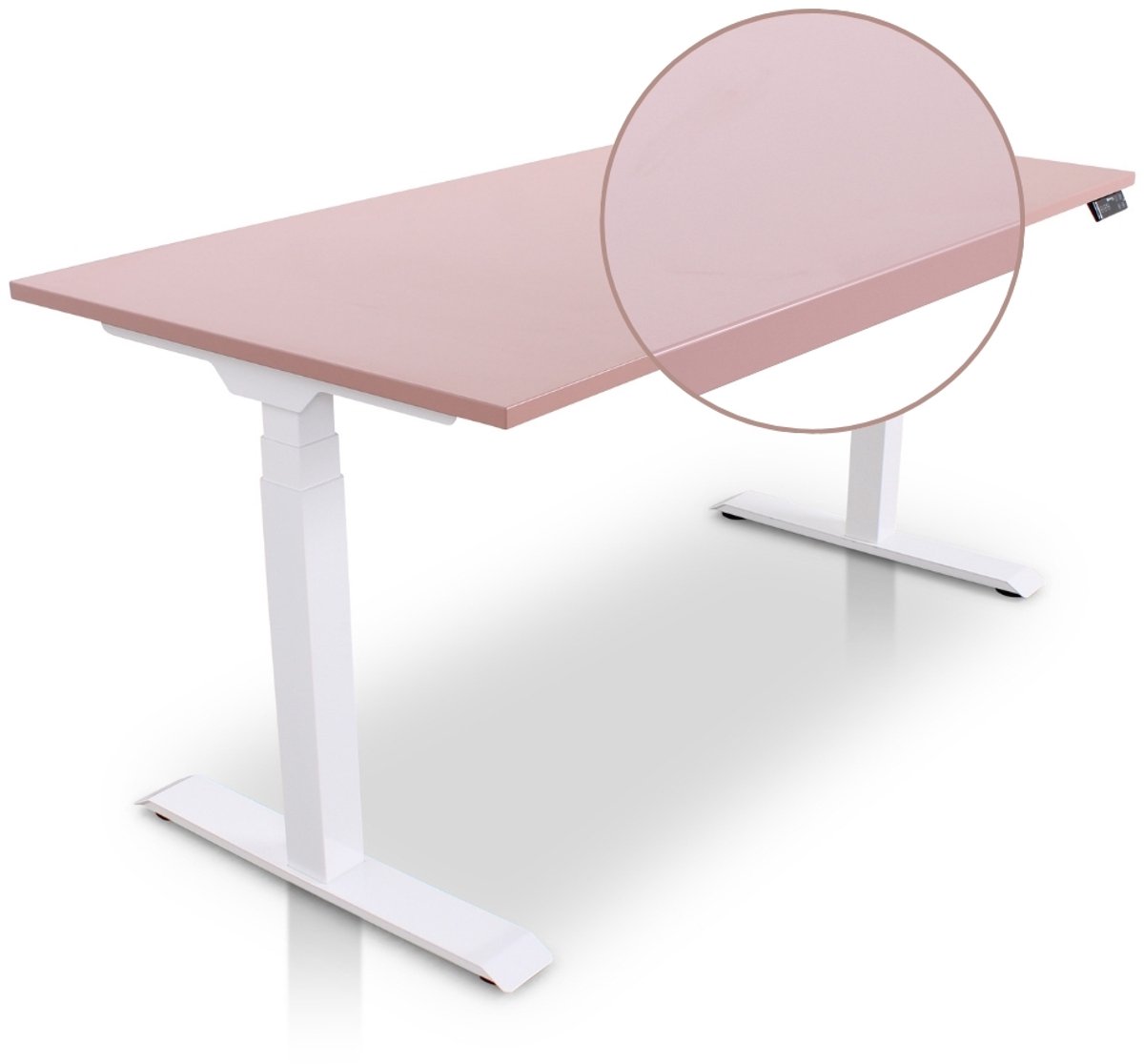 Multi Ratio Lineaflex MRC PRO Zit-Sta Bureau – Elektrisch Verstelbaar – 160x80 cm – Blad Dusty Rose – Wit Frame – ARBO Norm NEN-EN 527 – Met memorybediening – 150 KG Draagvermogen – 130 cm Hoog - Inclusief Kabelmanagement!
