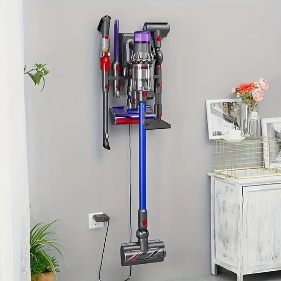 17Parts Wandhouder voor Dyson V7 V8 V10 V11 V12 V15 – Stofzuiger Accessoirehouder – 8-in-1 Organizer voor Opzetstukken – Wandmontage – Inclusief Pluggen en Schroeven – Ruimtebesparende Opbergoplossing