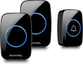 Santel draadloze deurbel met 2 ontvangers – Deurbel draadloos - Deurbellen – Wireless Doorbell - IP44 Waterdicht