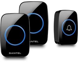 Santel draadloze deurbel met 2 ontvangers – Deurbel draadloos - Deurbellen – Wireless Doorbell - IP44 Waterdicht