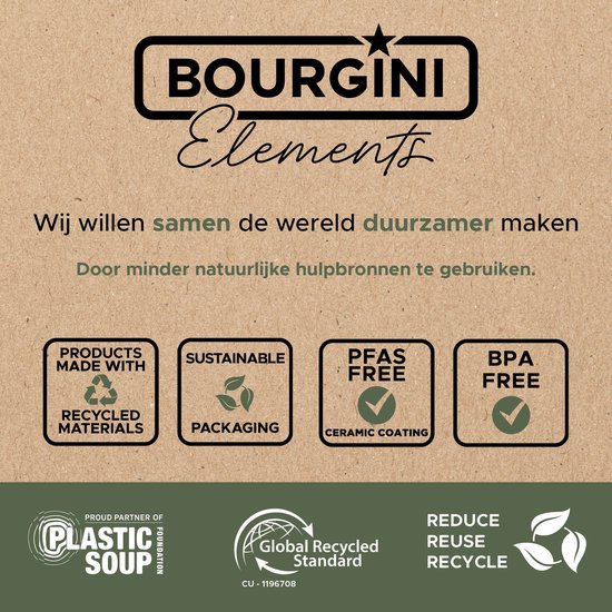 Bourgini Elements - Bouilloire numérique - Zwart - Capacité de 1,7 litre - Production plus durable