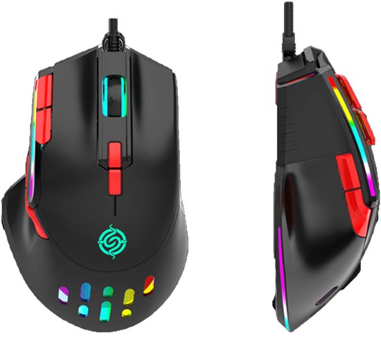 NAXSIR Gamingmuis Met Kabel | Mechanische Kleppen | Iriserende RGB-Lichting | Hoge Precisie Sensor | Programmeerbare Buttons | Ergonomisch Design | USB Plug-and-Play | Geschikt voor PC & Laptop