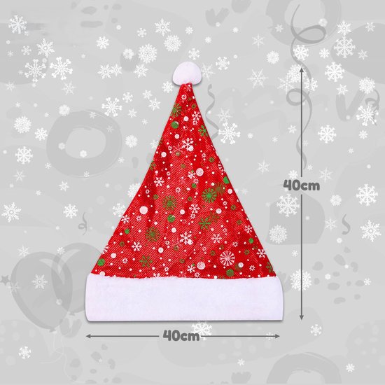 LUQ - Bonnet de Noel - Flocons de Neige - Adultes - Enfant - Costumes de Noël - Décorations de Noël - Taille Unique - Rouge - Vert