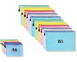 15 Stuks WATERBESTENDIGE TASJES/ZAKJES/POUCHES met Rits - 10 Stuks Formaat B5 + 5 Stuks Formaat A6 - RANDOM MIX