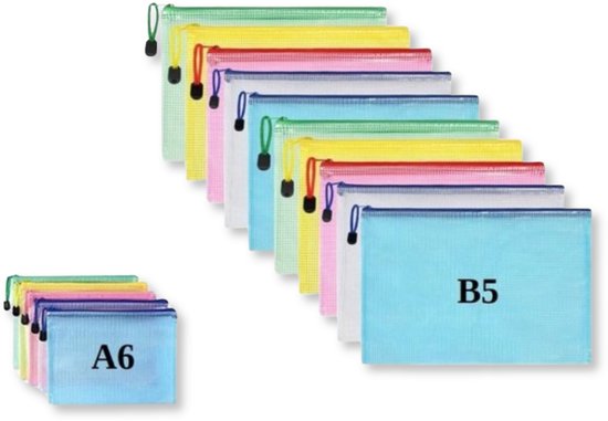 15 SACS/POCHETTES ÉTANCHES AVEC FERMETURE ÉCLAIR - 10 pcs Taille B5 + 5 pcs Taille A6 - MÉLANGE ALÉATOIRE