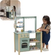 Lusio Speelkeukentje – Houten Speelkeuken met kraampje – Kinderkeuken Speelgoed met accessoires – Speelgoed keuken