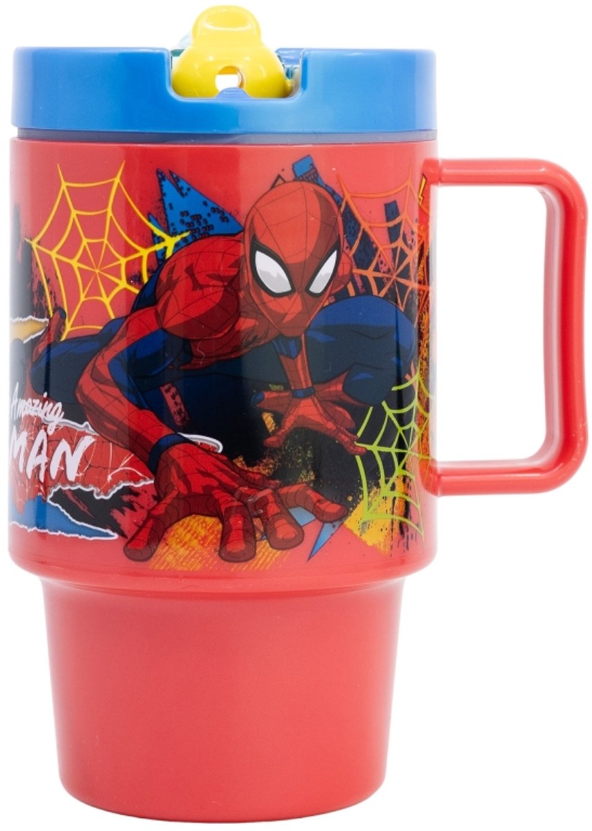 Spider-Man Tumbler Kind – 530 ml – Met Handvat & Schroefdop – Magnetronbestendig – Flip-Top Tuit – BPA-vrij – Marvel Design