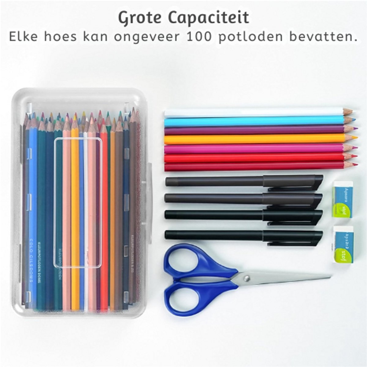 ToWinle Kleurpotloden, vierkant, meerlaags, wasbaar, grote capaciteit, 72 vakken, voor professionele tekenaars of hobbyisten (zwart