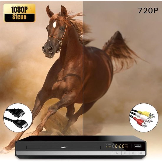 Zylo® DVD Speler met HDMI - Externe Dvd Speler - Blu Ray Spelers - Zwart - 27cm x 26cm x 9cm van Zylo® — afbeelding 4