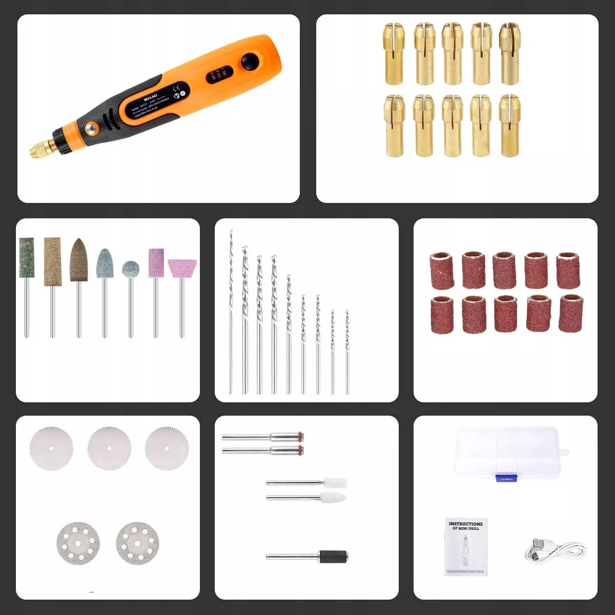 Elektrische slijpmachine-46-Delig Mini Multitool Set - USB Oplaadbaar - Voor Klussen & Hobby - Compleet Gereedschapspakket – foto 2