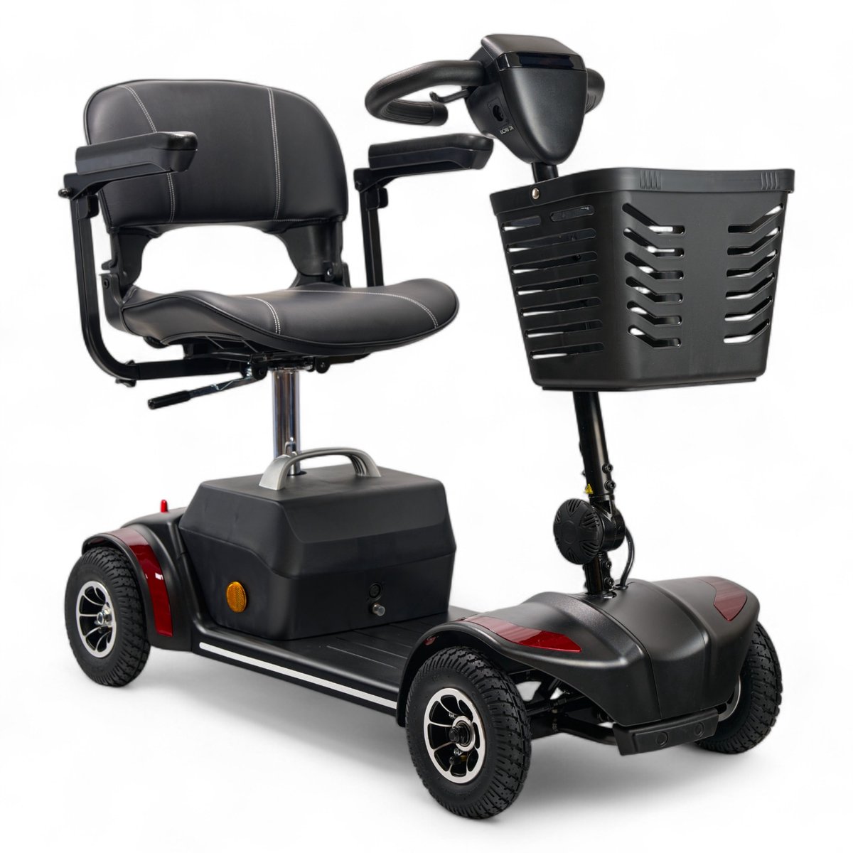 Scootmobiel Plaza Elite – Opvouwbare & Compacte 4-Wiel Scootmobiel met Luchtbanden, LED Verlichting & Mandje – Comfortabel, Lichtgewicht & Wendbaar – Demontabel in 5 Delen – 20Ah Loodzuur Accu - Bereik tot 20 km – Scootplaza Reis Scootmobiel