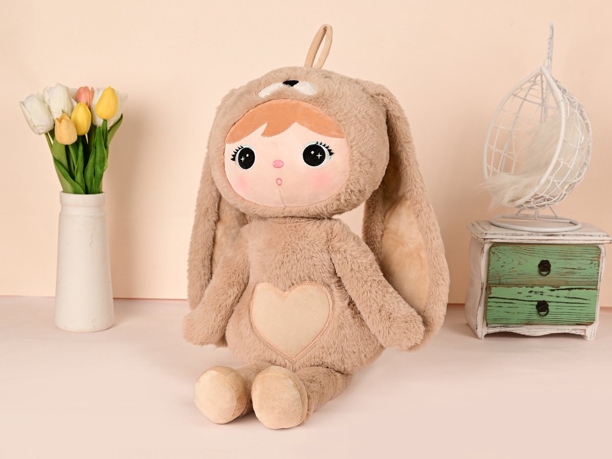 Knuffel|Metoo|beige|geboortecadeau|zacht|Konijn|gepersonaliseerd